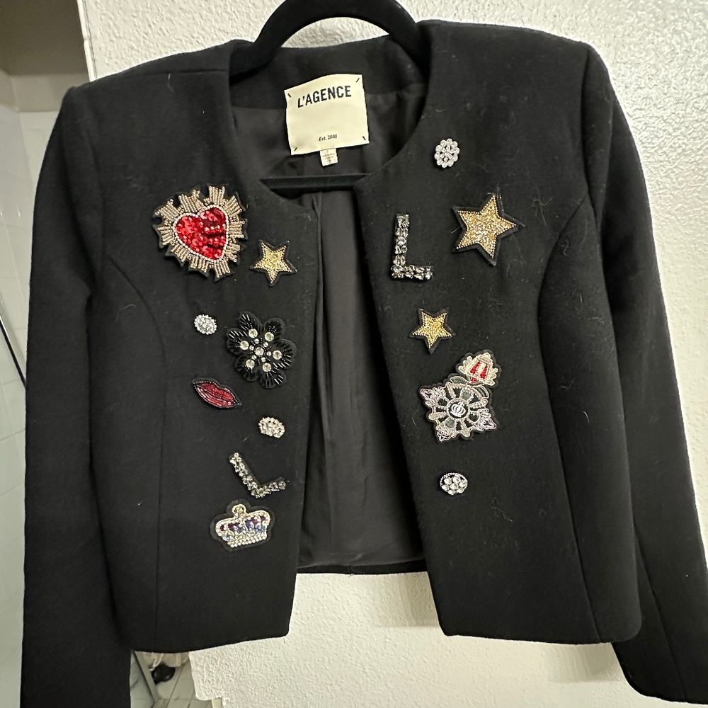L’Agence Black Embellished Jacket